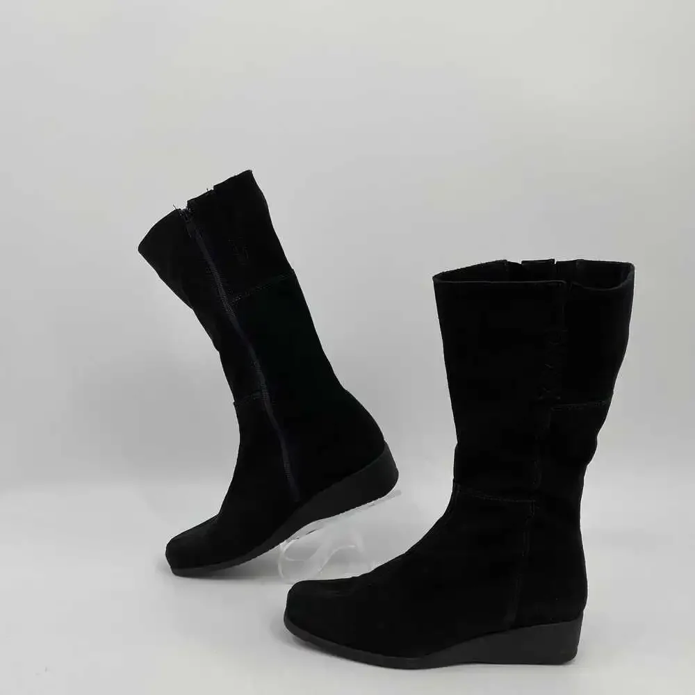 Nextday Black Suede Wedge Boots | Women’s 9.5